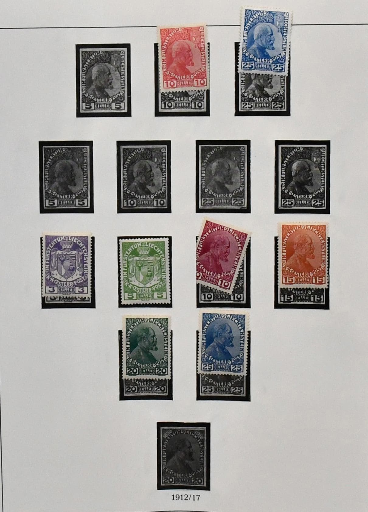 Los 8292 - Liechtenstein, 1912/1987, postfrische, anfangs teils ungebrauchte Slg., ab Nr. 2/3, in zwei neuwertigen Lindner-Vordruckalben je mit Schuber. Dabei Nr. 108/13, 150, Bl. 4 postfr. usw., von 1956-1987 postfr. kpl. Mi. 2400,-