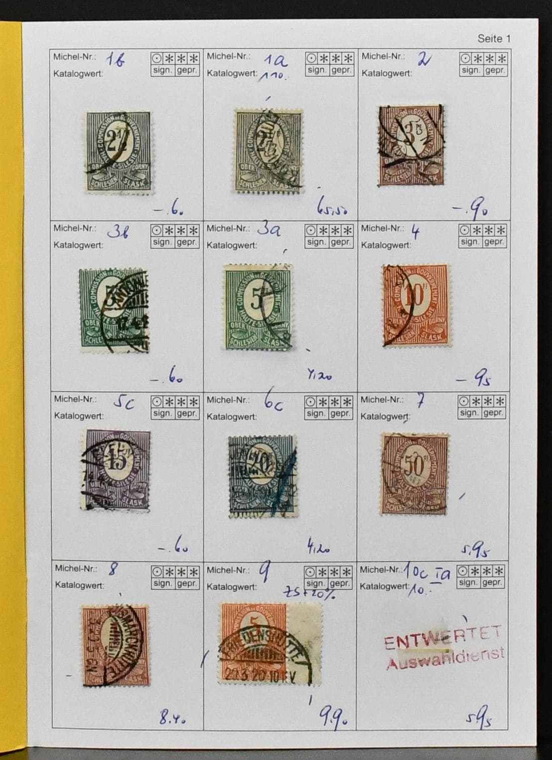 Los 7099 - Deutsche Abstimmungsgebiete, Allenstein bis Schleswig, gestempelter Sammlungsteil mit Allenstein Nr. 1-28 überkpl. (Farben), Marienwerder Nr. 1-14B teils dopp. mit Wz., Oberschlesien mit Briefstück Nr. 10F mit Altprüfung, 11DD, 12Va, 13-43 überkpl., teils Farben, Dienst, Östl. Oberschlesien Nr. 1-20, Schleswig Nr. 1-23