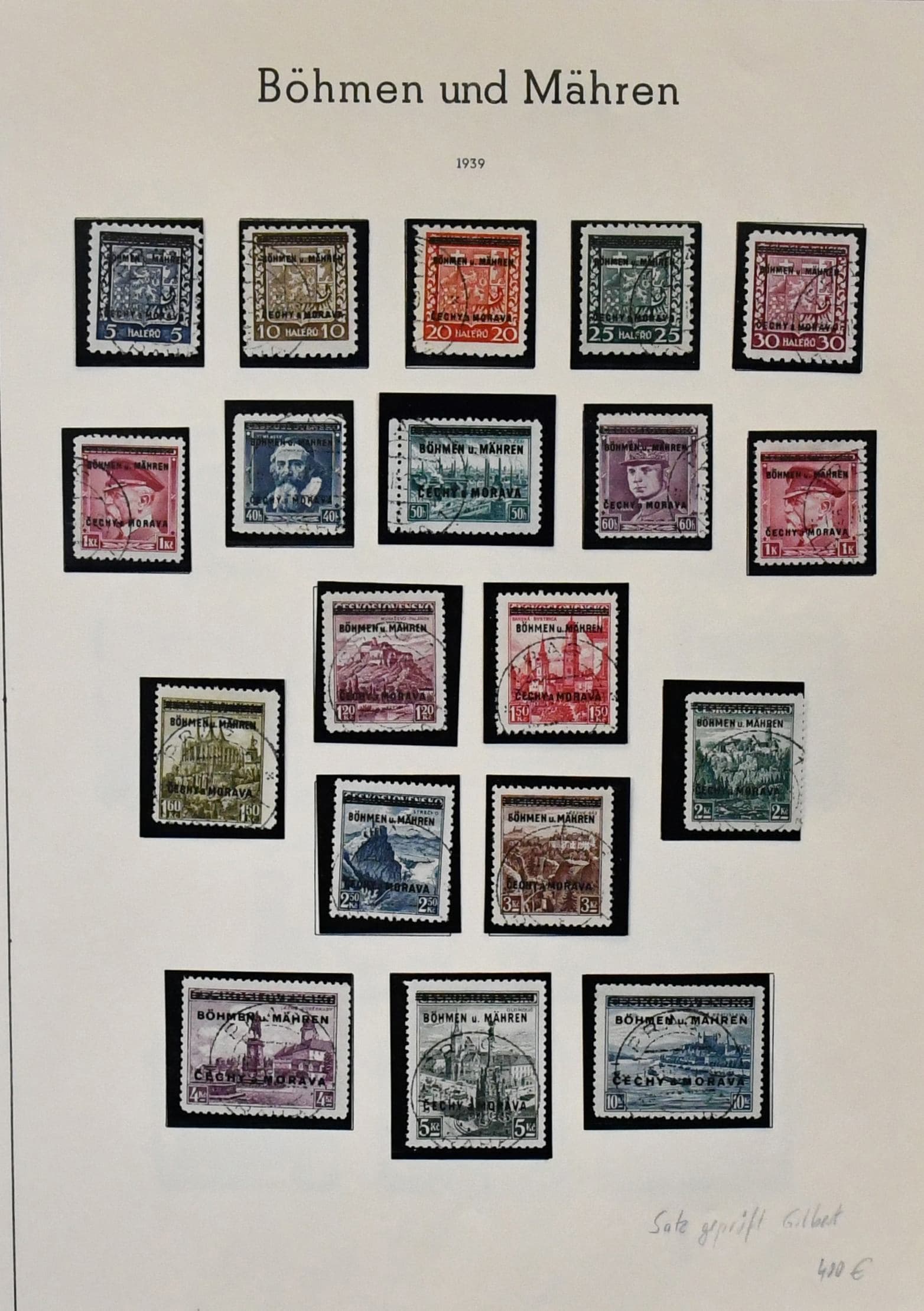 Los 5576 - Böhmen und Mähren, gestempelte, in den Hauptnummern kpl. Slg. ab Nr. 1/19, gepr. Gilbert (Mi. 400,-) usw., auf Vordrucken. Dazu viele postfrische Ausgaben