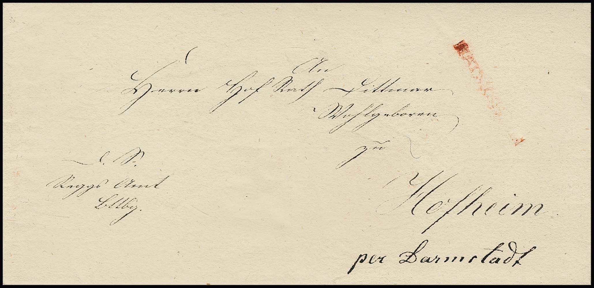 Los 1687 - "Battenberg", 1829, bisher unbekannter roter L1 auf Brief mit Inhalt. Sign. mit Attest Gambert "derzeit Unikat"