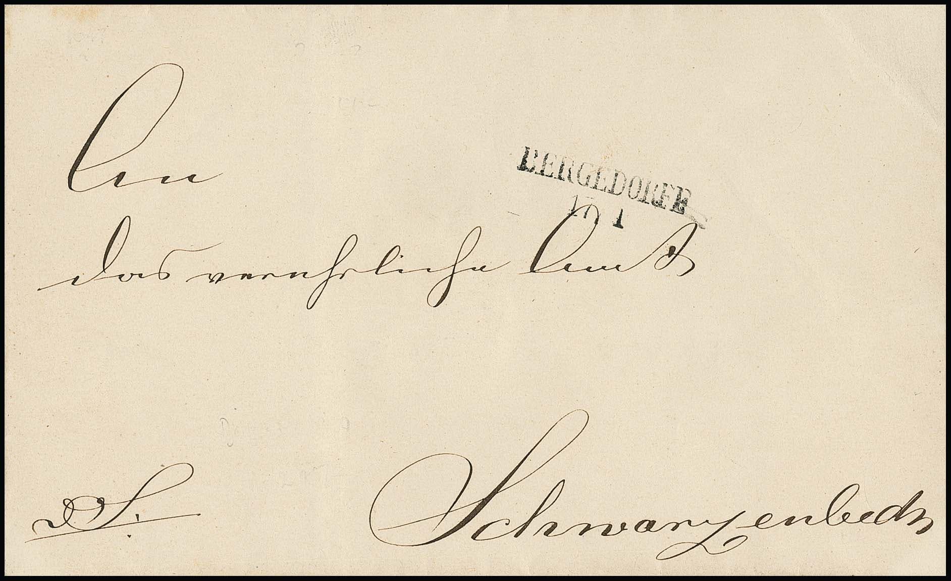 Los 778 - 1852 ff., roter bzw. schwarzer L2 "Bergedorff" als Aufgabestempel auf zwei Briefen nach Hamburg bzw. Schwarzenbeck