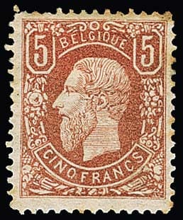Los 3938 - 5 Fr. rotbraun, seltene ungebrauchte Marke (leichte Bräune), Mi. 1900,-
