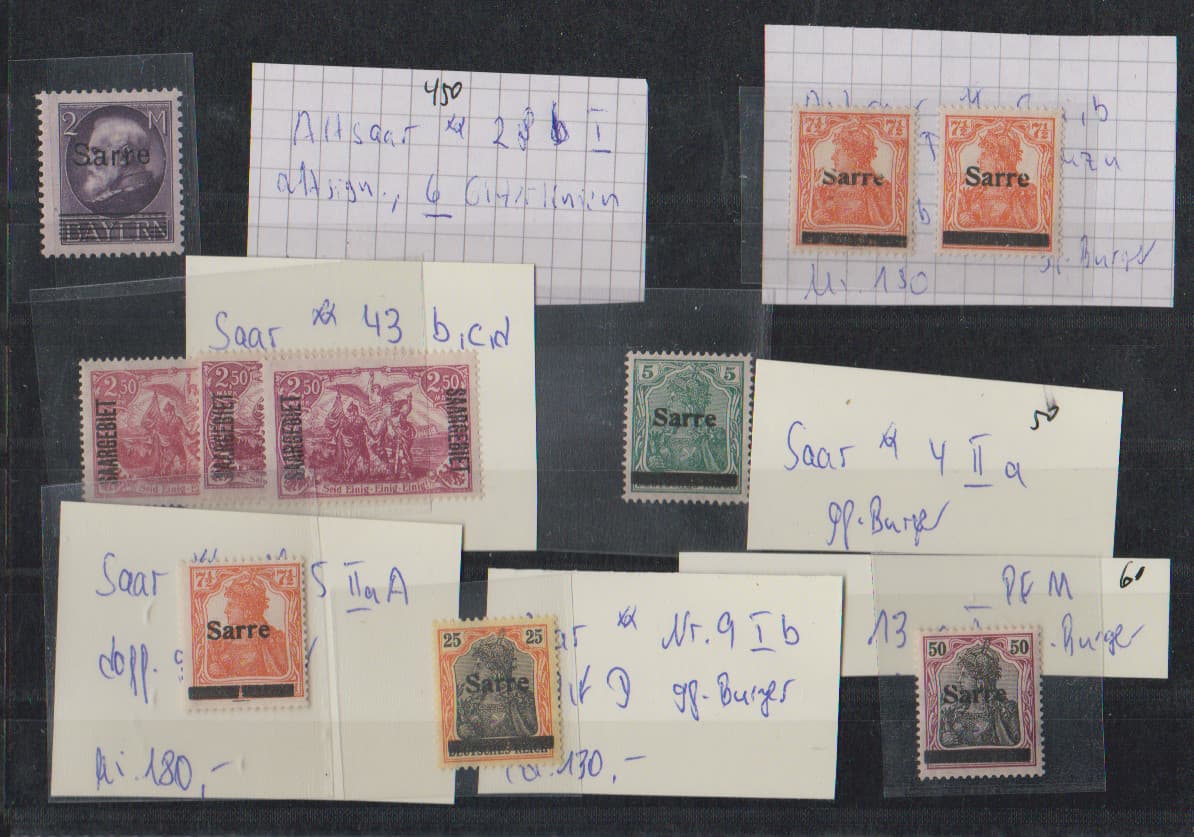 Los 3100 - Aufdrucke, bis auf billige Nr. 43b mit kleiner Anhaftung postfrische Zusammenstellung inkl. Nr. 5a/bIII (b PF Y), 5IIA, 9Ib PF D, 13YI PF M, 28bI sowie 43b/c/d, je gepr. Mi. über 1300,-