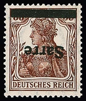Los 3106 - 35 Pfg. mit kopfstehendem Aufdruck "Sarre" in Type I tadellos ungebraucht. Sign. Dub und Attest Haslau (2025). Mi. 600,-