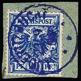 Los 3002 - Vorläufer 20 Pfg. Krone-Adler auf Briefstück mit seltenem violettem K1 "Lüderitzbucht 23.9.96", sign. Bothe, Steuer