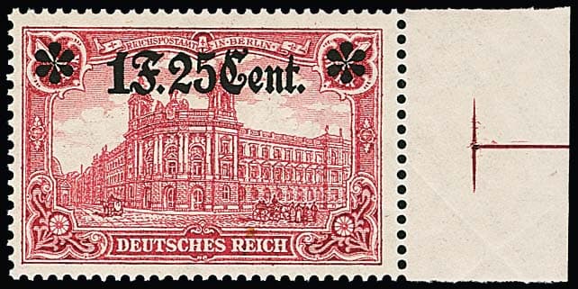 Los 3144 - 1 F. 25 C., gez. 26:17, tadellos postfrisches rechtes Randstück mit Passerkreuz, Fotoexp. Wasels. Mi. 400,- +