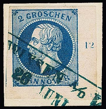 Los 274 - 2 Gr. dunkelblau, überrandige rechte untere Bogenecke auf Kabinettbriefstück mit Ra2 von Winsen a.d. Luhe