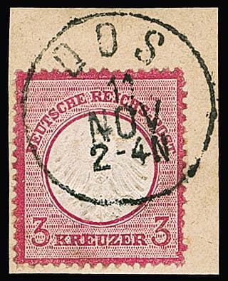 Los 1132 - "Oos", nachverw. K1 voll auf Briefstück 3 Kr. kl. Brustschild