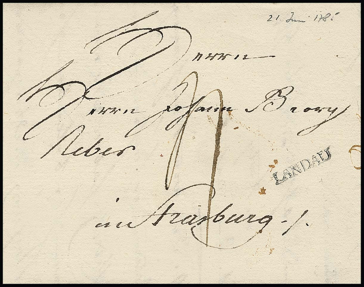 Los 352 - "Landau", 1785, seltener kleiner und großer L1 auf zwei Briefen, Feuser 1888-3, -4, 500,-
