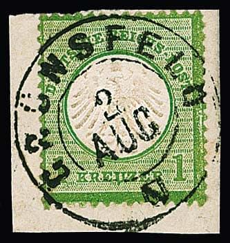Los 55 - "Grünsfeld", nachverw. K2 zentrisch auf Kabinettbriefstück 1 Kr. kl. Brustschild, sowie auf Brief 3 Kr. (kl. Druckstelle vom Briefinhalt)