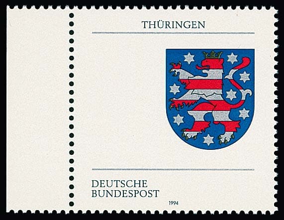 Los 5233 - 100 Pfg. Thüringen, Abart "Wertziffer und Karte fehlen" tadellos postfrisch vom linken Rand, Attestkopie Schlegel für zerteilten Viererblock. Mi. 400,-
