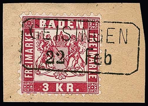Los 52 - "Geisingen", Billet-Ra2 auf Luxusbriefstück 3 Kr. rosa