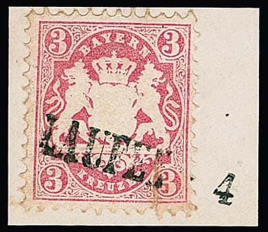 Los 354 - "Laufen", seltener Aushilfs-L1 voll auf Briefstück 3 Kr. (Einriß)