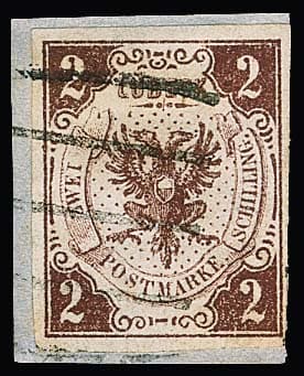 Los 1138 - 2 Sch. rotbraun auf kleinem Kabinettbriefstück mit Balkenstempel, sign. Engel, Werner, Senf. Mi. 300,-