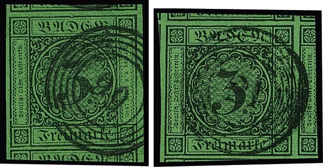 Los 20 - 3 Kr. schw./grün, zwei Luxus-Schnittriesen, einmal große Teile mehrerer Nebenmarken, dito mit Plattenfehler II