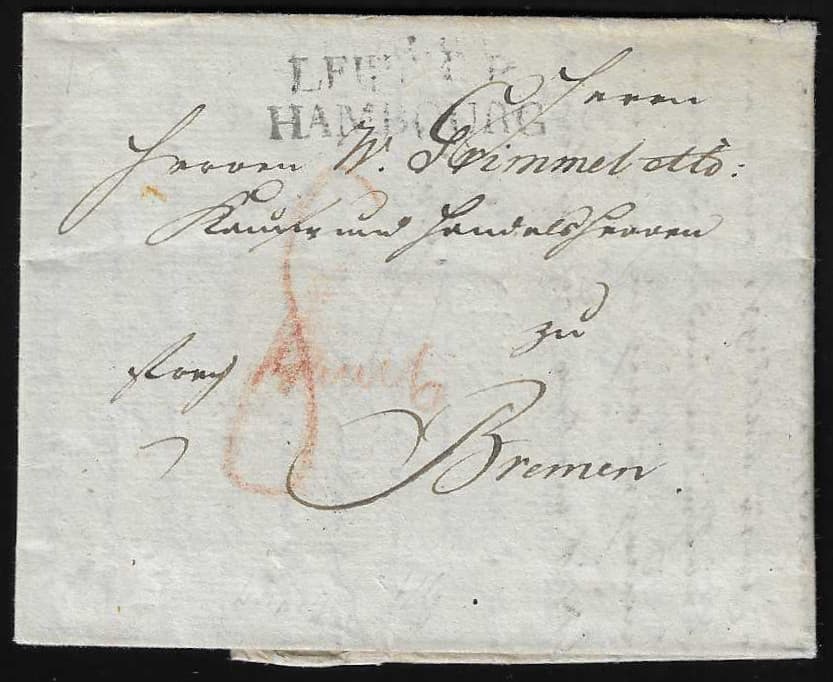 Los 1018 - "Leipzig p. Hambourg", L2 auf Brief 1811 aus Leipzig nach Bremen, Feuser 200,-