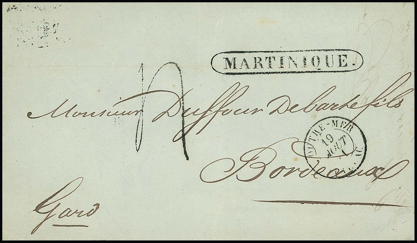 Los 1023 - "Martinique-Frankreich", 1841, Faltbrief mit Ra1 "Martinique" nach Bordeaux, Inhalt aus St. Pierre